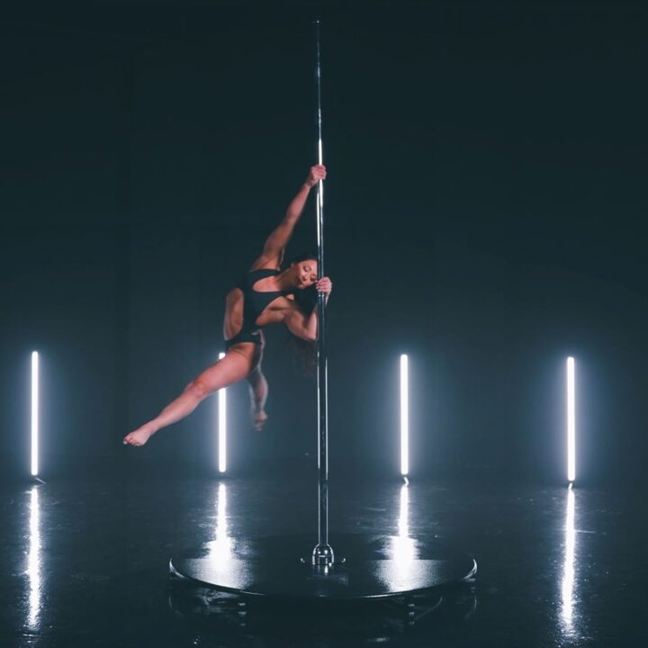 Unbranded X-Stage Pro with circular black stage and chrome dance pole